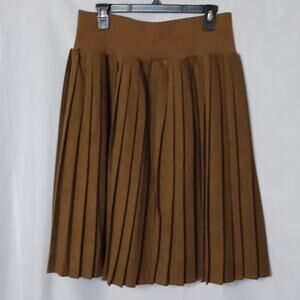 MDRN Women's Brown Pleated Skirt Wide Waist Band With Elastic.
